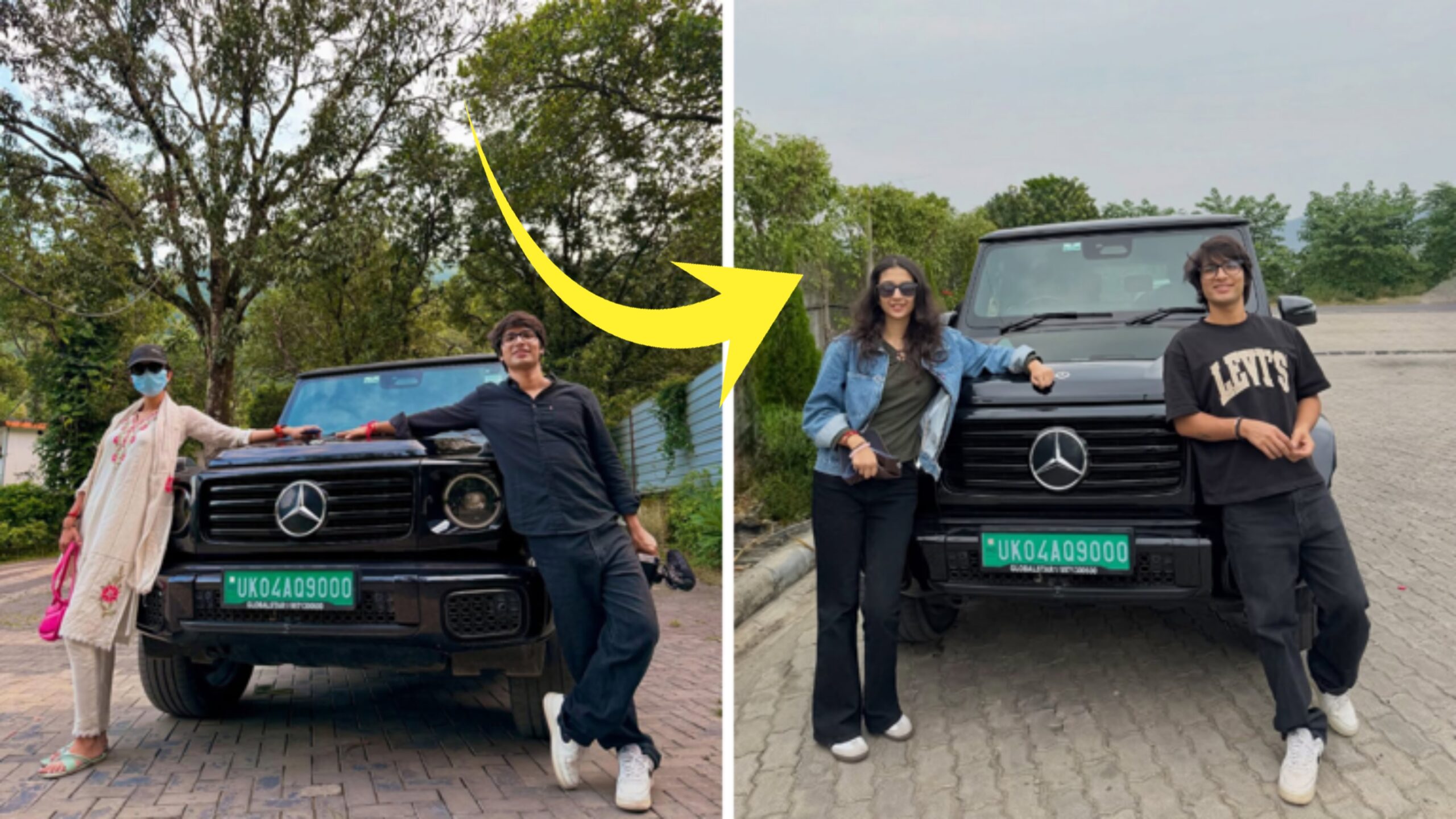 Sourav Joshi with his fiancée Avantika Bhatt smiling together after face reveal